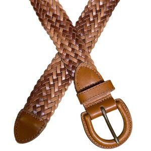 Madewell Tonal Brown Genuine Leather Braided Woven Belt XXS/S  (Up to 36")